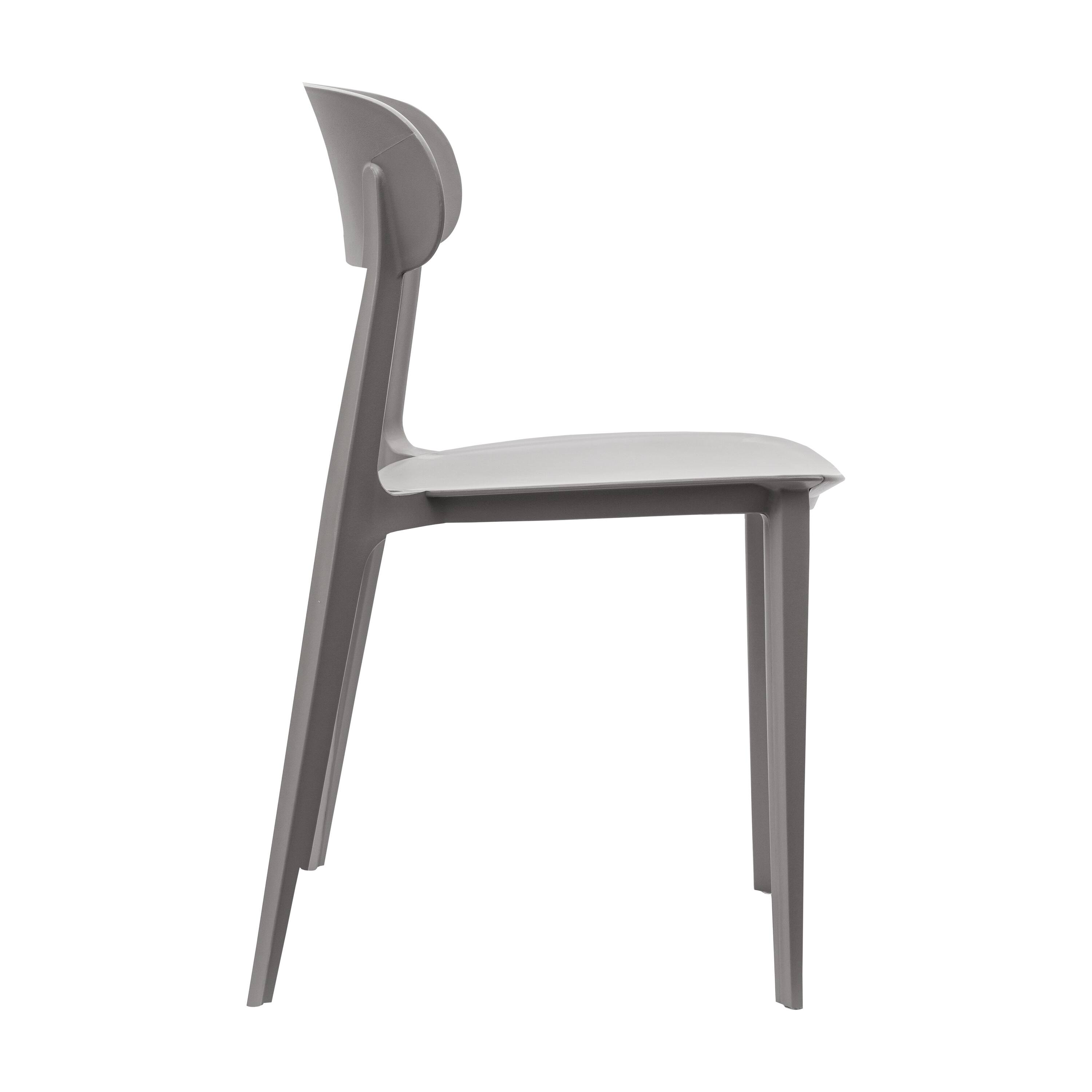 Left. Flash Furniture - Dover Indoor-Outdoor Stacking Patio Chair with Curved Backrest, Commercial All-Weather Resin Chair in Gray - Gray.