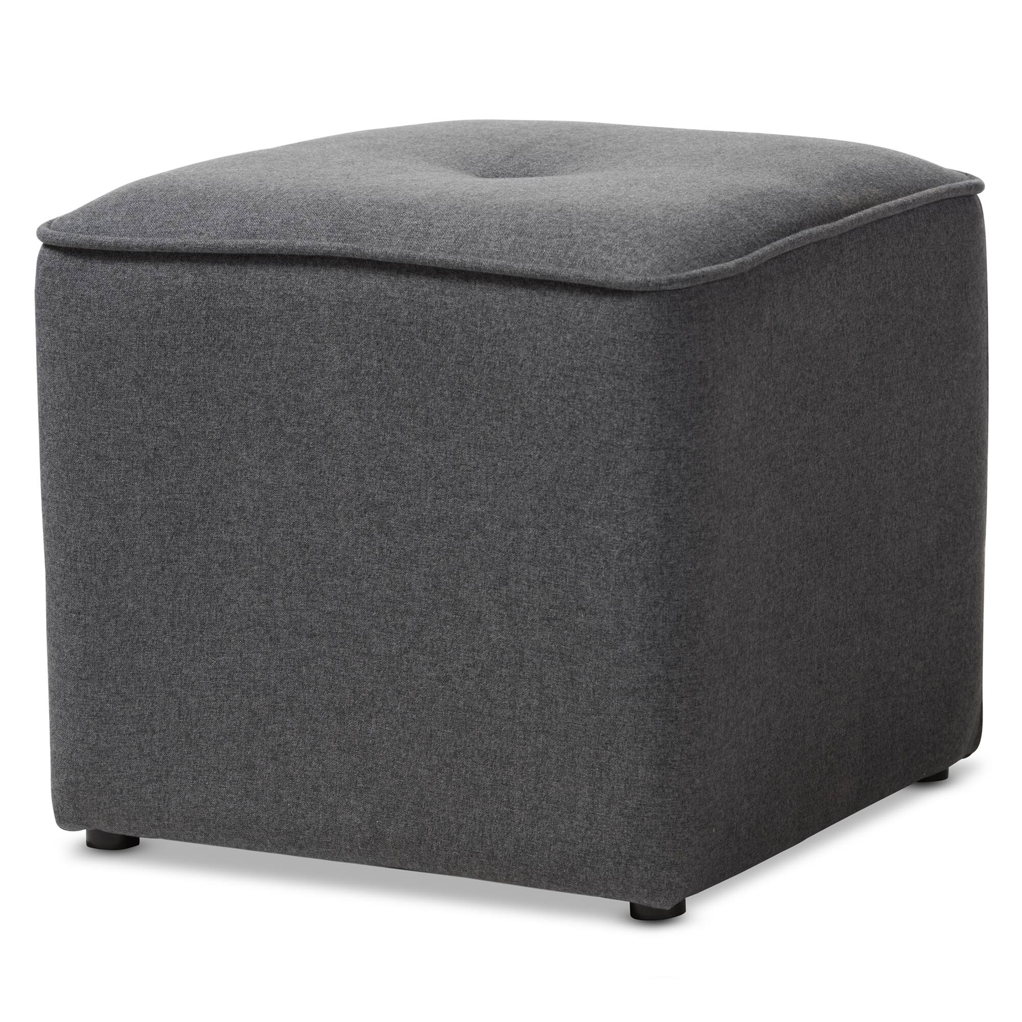 Front. Baxton Studio - Corinne Modern and Contemporary Fabric Upholstered Ottoman - Grey.