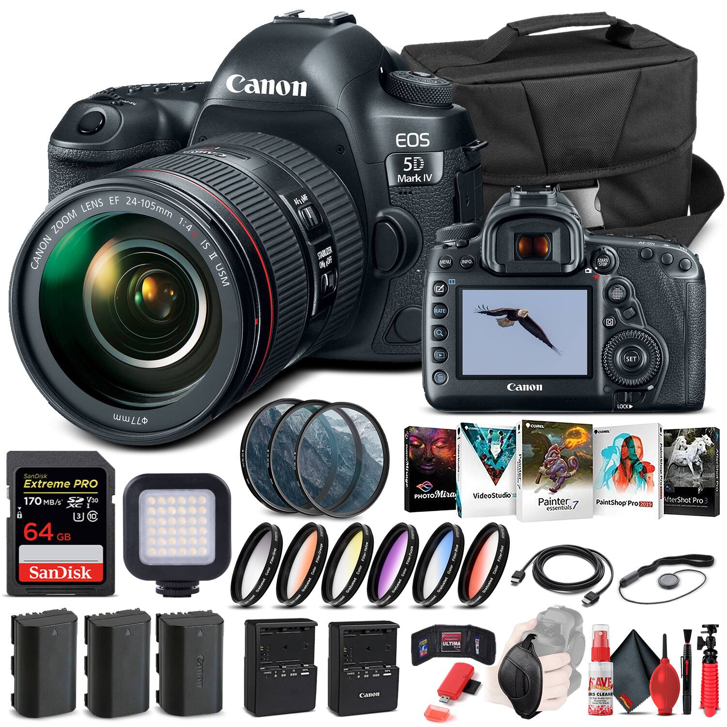 Canon - EOS 5D Mark IV Camera W/ 24-105mm f/4L II Lens 1483C010  - Advanced Bundle