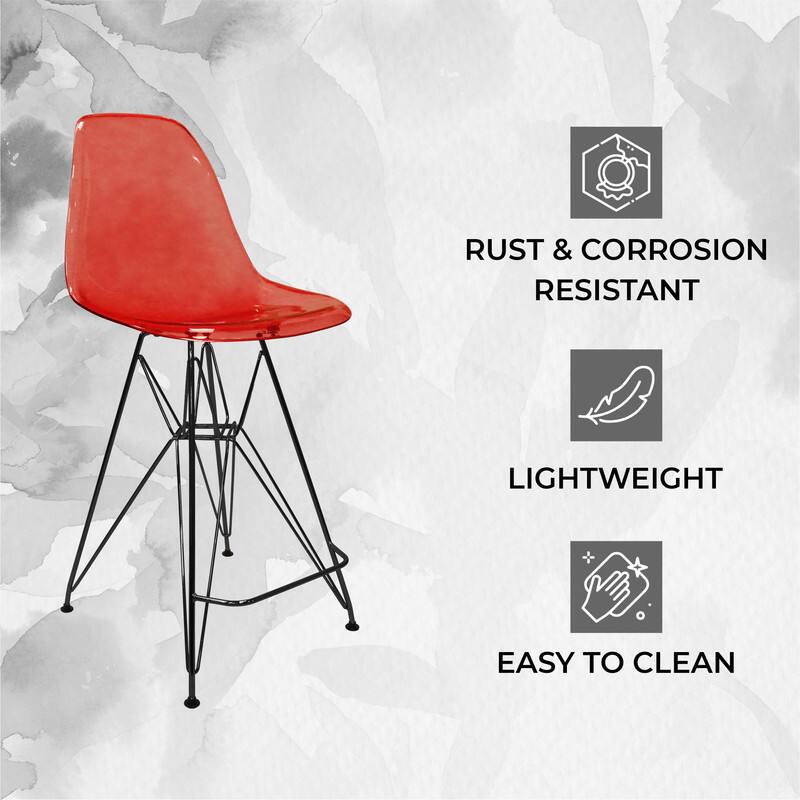 LeisureMod Cresco Modern Acrylic Barstool, Swivel Counter Height Stool ...