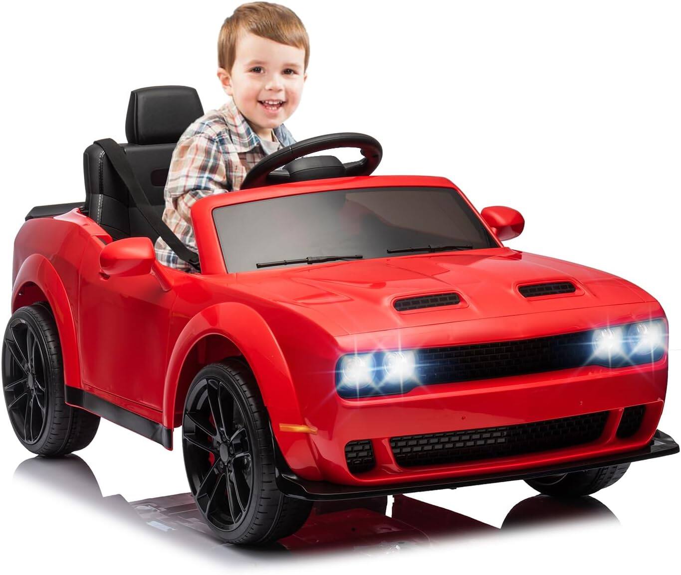 Alt View 2. GARVEE - Kids Electric Car | Licensed Dodge Challenger Ride-On 12V Battery-Powered Vehicle with Remote, LED Lights, Bluetooth - A57.