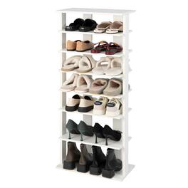Ecooso - 7-Tier Shoe Rack Vertical Freestanding Organizer for Entryway or Front Door Space Saving Design - White