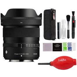 Sigma - 15mm f/1.4 DC Contemporary Lens for X-Mount w/ Advanced Accessory and Travel Bundle | 406975 | 15mm Lens for X - Black