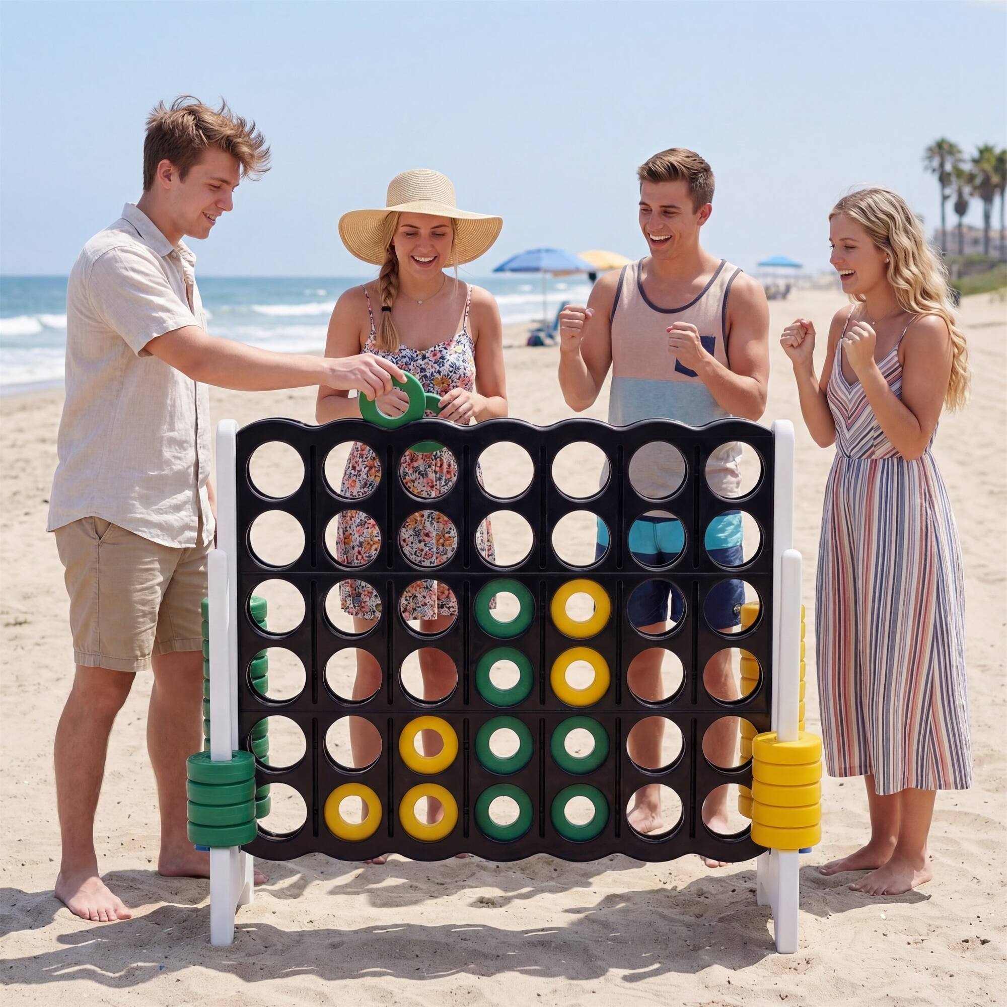 Alt View 3. Costway - Costway Jumbo 4-to-Score 4 in A Row Board Game Set Outdoor Indoor Kids Adults Family Fun - White + Black.