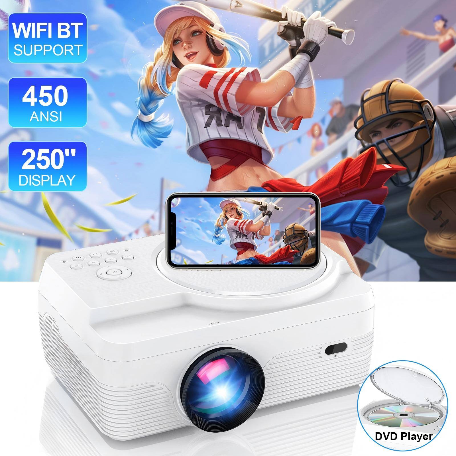 WIFI BT SUPPORT  
450 ANSI  
250" DISPLAY  
DVD Player