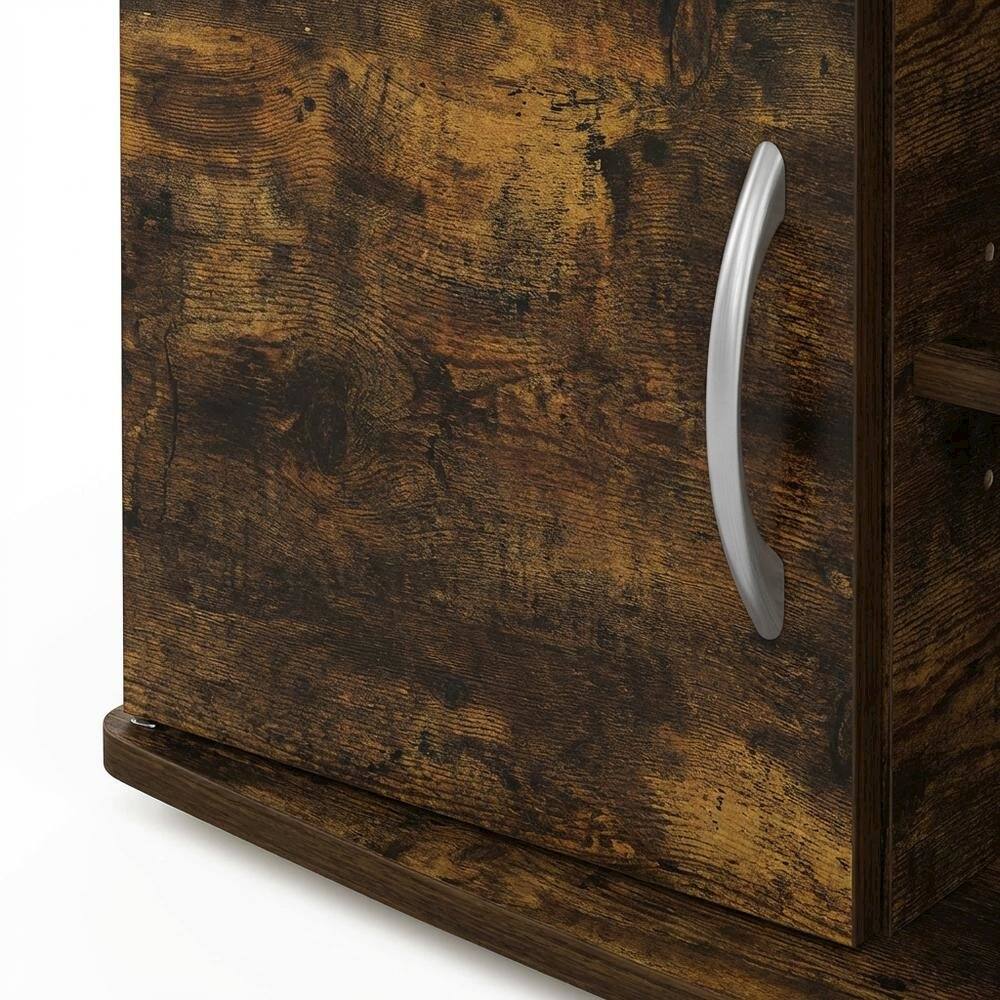 Alt View 2. FurniFact - Black Amber Pine Large Entertainment Center with Spacious Storage - Amber Pine/Black.