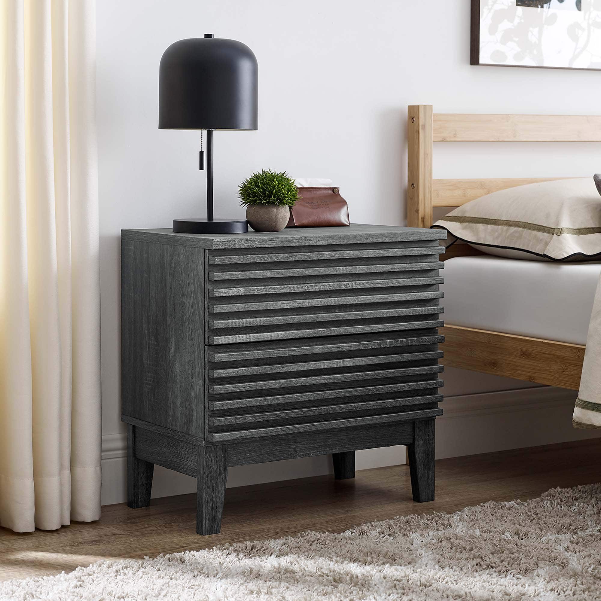 Render Two-Drawer Nightstand by Modway - Charcoal