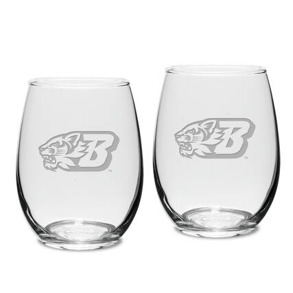 Front. Jardine - Binghamton Bearcats 15oz. 2-Piece Stemless Wine Glass Set - Multicolor.
