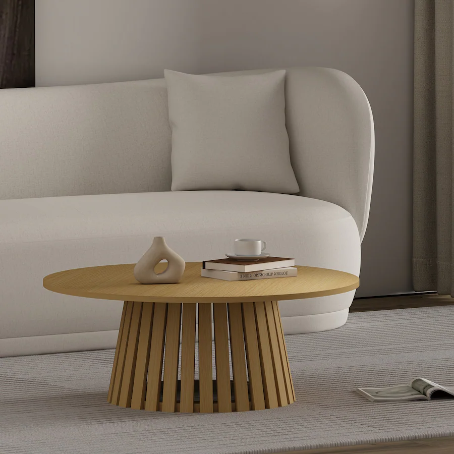 Manhattan Comfort Layla Scandinavian Modern Coffee Table Light Oak ...
