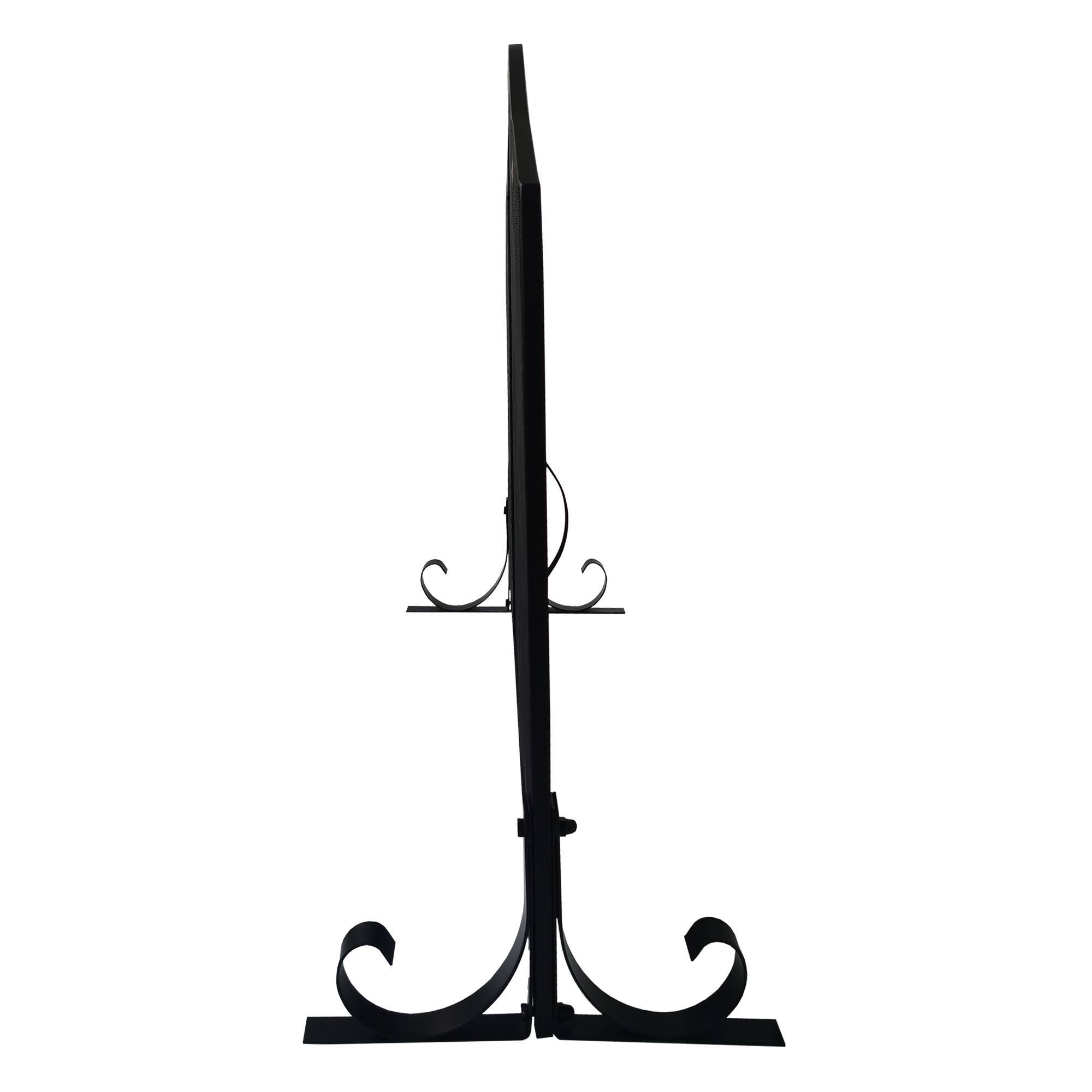 Alt View 2. Manhattan Lane - 43 Inches 3 Panel Iron Fireplace Screen, Mesh Design, Arched Top, Tree of Life Art - Black.