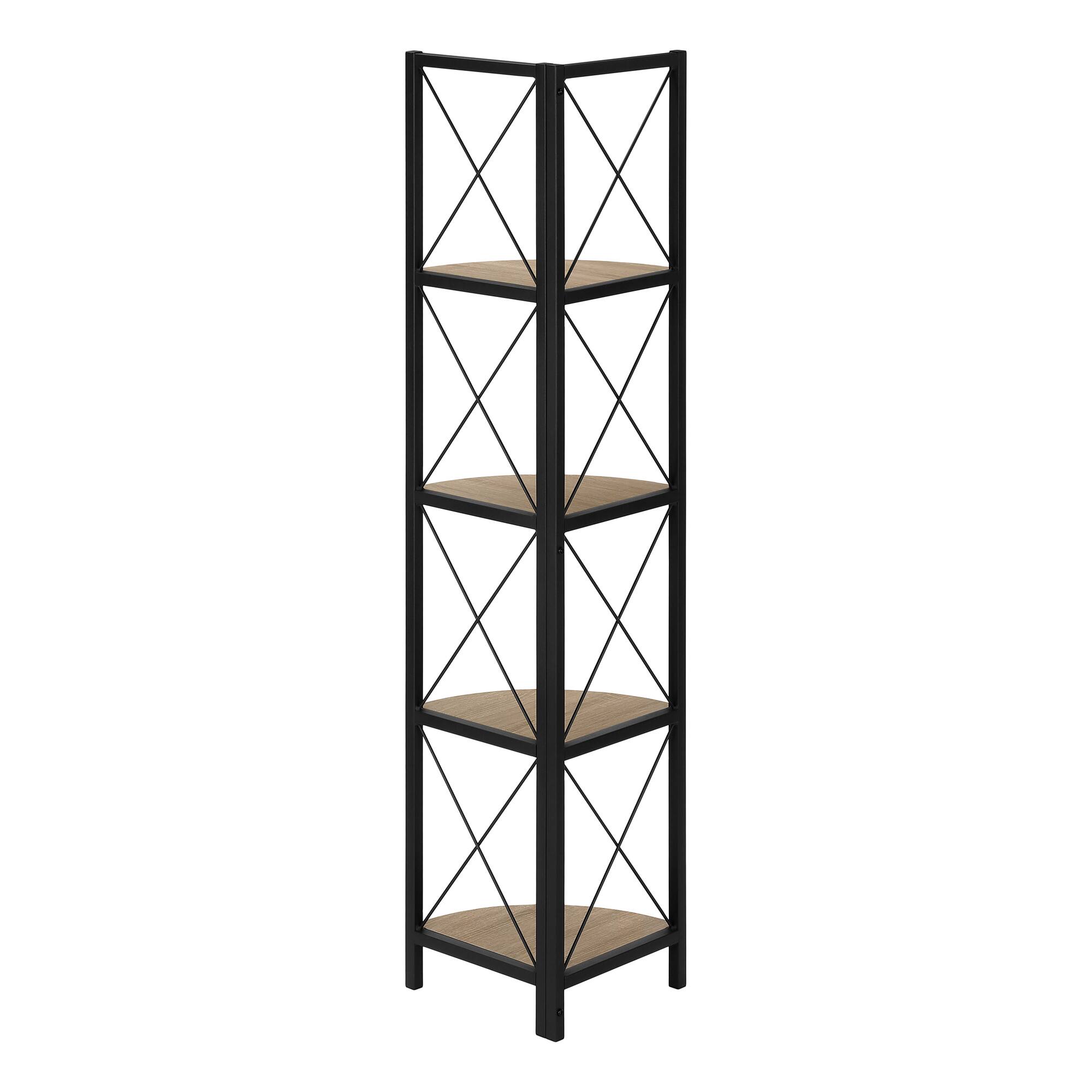 Alt View 2. Spaco - Spaco Modern 4 Tier 60 Inch Corner Bookshelf, Metal Industrial for Living Room Bedroom Office - taupe.