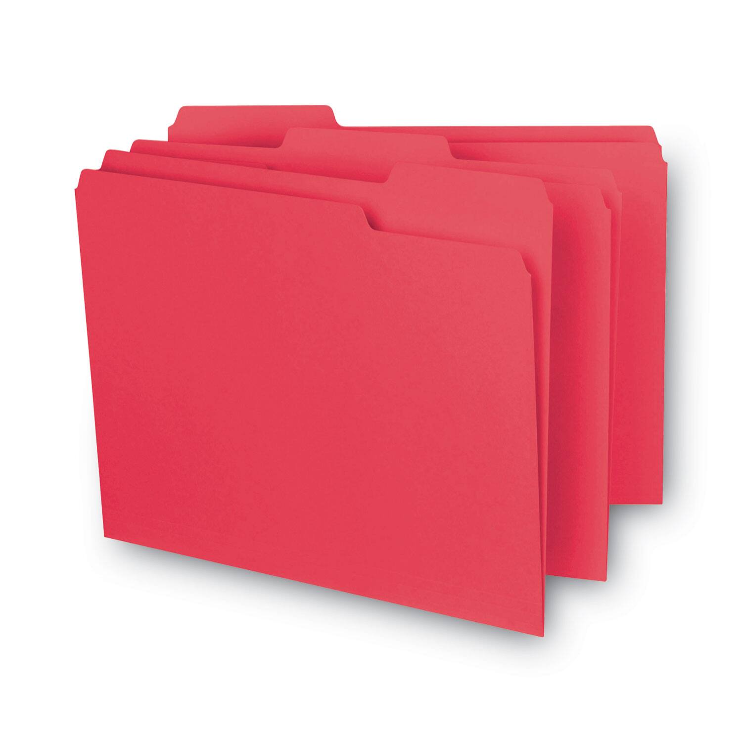 Left. Smead Manufacturing - Interior File Folders, 1/3-Cut Tabs: Assorted, Letter Size, 0.75" Expansion, Red, 100/Box.
