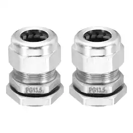 Unique Bargains - PG13.5 Cable Gland, IP68 Waterproof Strain Relief, 304 Stainless Steel, for 6-12mm Wire, 2pcs - Silver