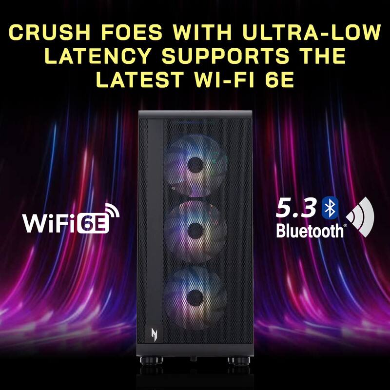 CRUSH FOES WITH ULTRA-LOW LATENCY SUPPORTS THE LATEST WI-FI 6E 5.3 WiFi 6E Bluetooth