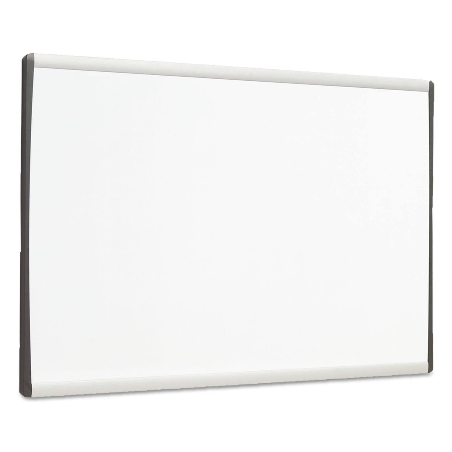 Angle. Quartet - REMOVE - ARC Frame Cubicle Board, Magnetic Dry Erase, 14" x 11", White Surface, Satin Aluminum Frame.
