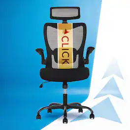 Click365 - High Back Ergonomic Office Chair with Lumbar Support & Adjustable Headrest Mesh Computer Chair with Flip-Up Arms - Black