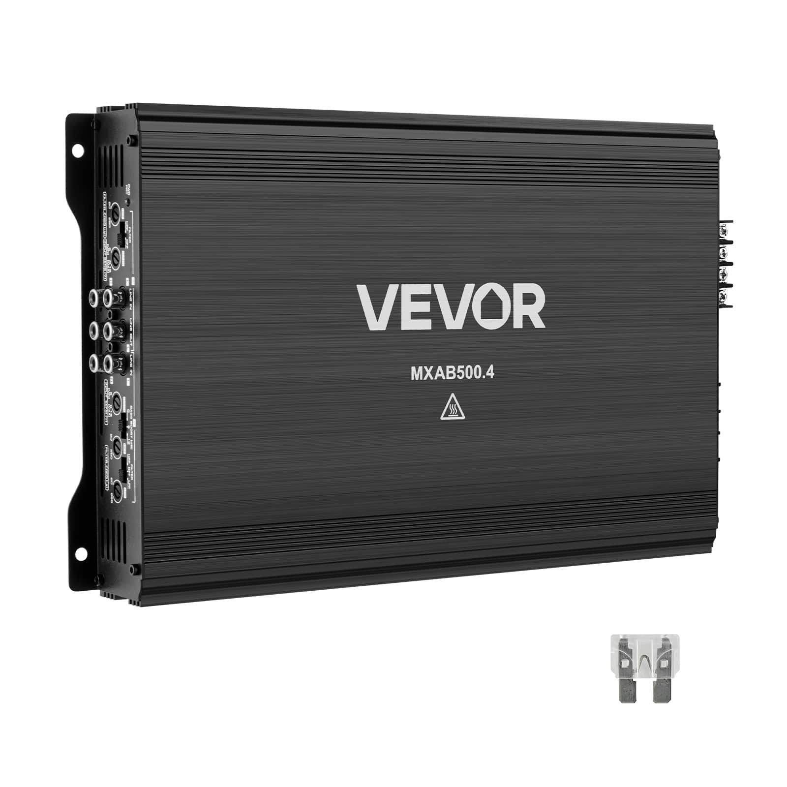 VEVOR - 4 Channel Car Audio Amplifier 2 Ohm Stable Bridgeable Class A/B Full Range Amp Max Power 4 x 250W @ 4 Ohm / 4 x 500W - Brushed Black