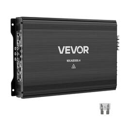 VEVOR - 4 Channel Car Audio Amplifier 2 Ohm Stable Bridgeable Class A/B Full Range Amp Max Power 4 x 250W @ 4 Ohm / 4 x 500W - Brushed Black