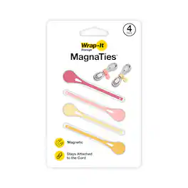 Wrap-It Storage - MagnaTies 4-Pack Macaron - Warm - Magnetic Cord Ties - Assorted Colors