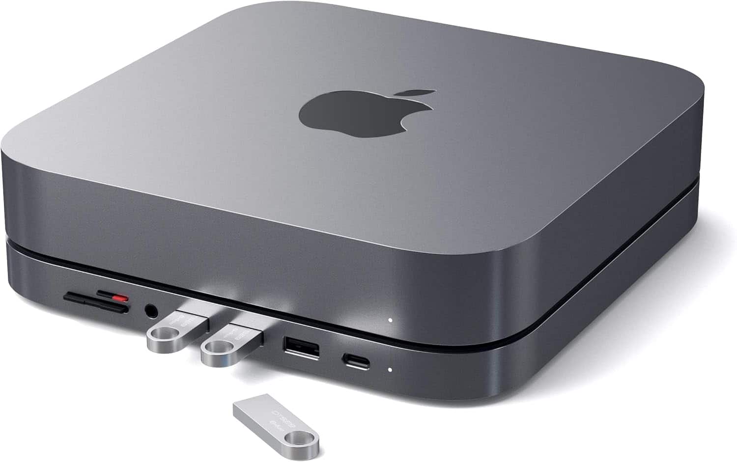 Alt View 11. Satechi - Type-C Aluminum Stand and Hub for Mac Mini & Mac Studio - USB-C Data Port, Micro/SD Card Reader, 3 USB 3.0 & Audio Jack - Space Gray.