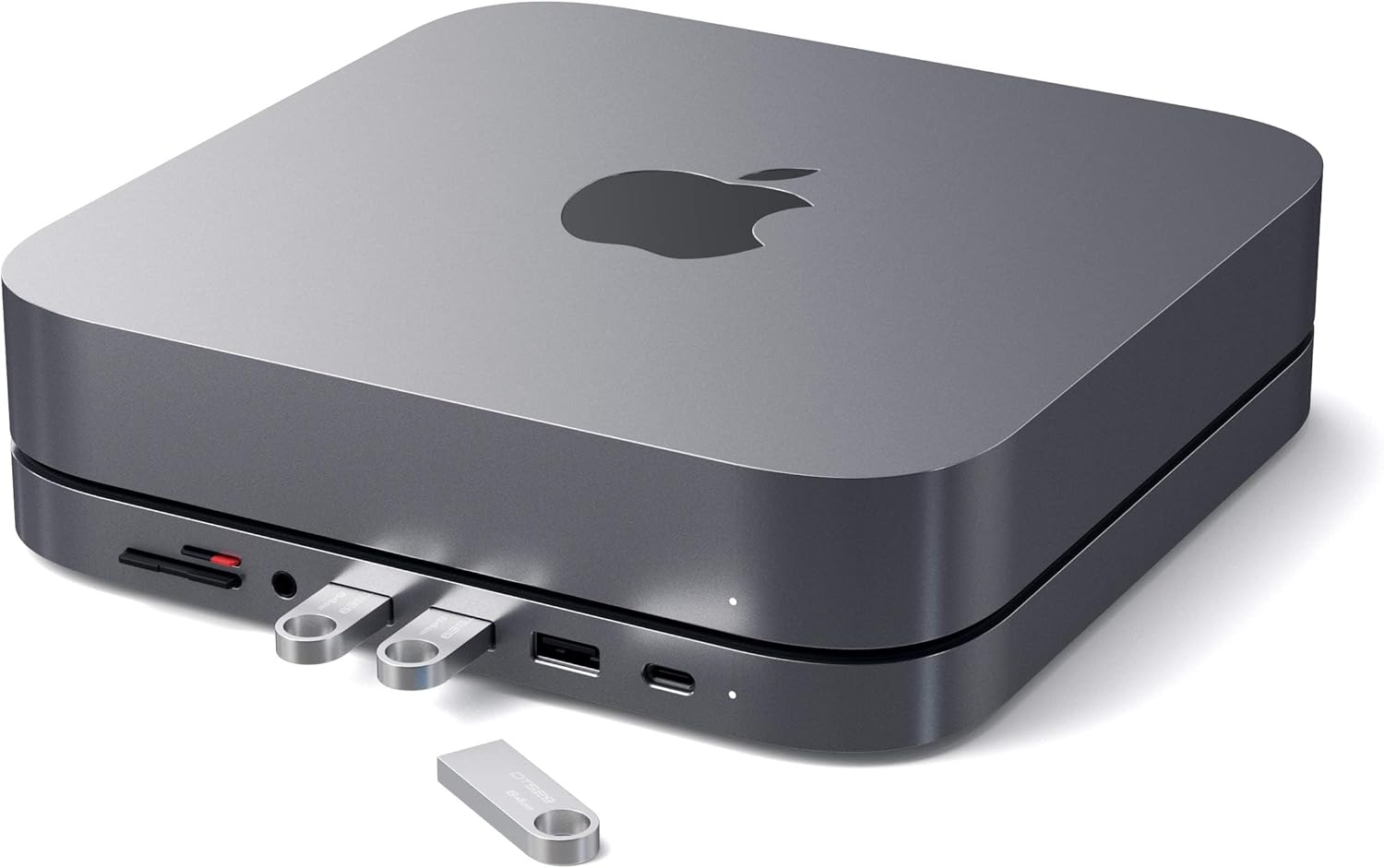 Alt View 11. Satechi - Type-C Aluminum Stand and Hub for Mac Mini & Mac Studio - USB-C Data Port, Micro/SD Card Reader, 3 USB 3.0 & Audio Jack - Space Gray.