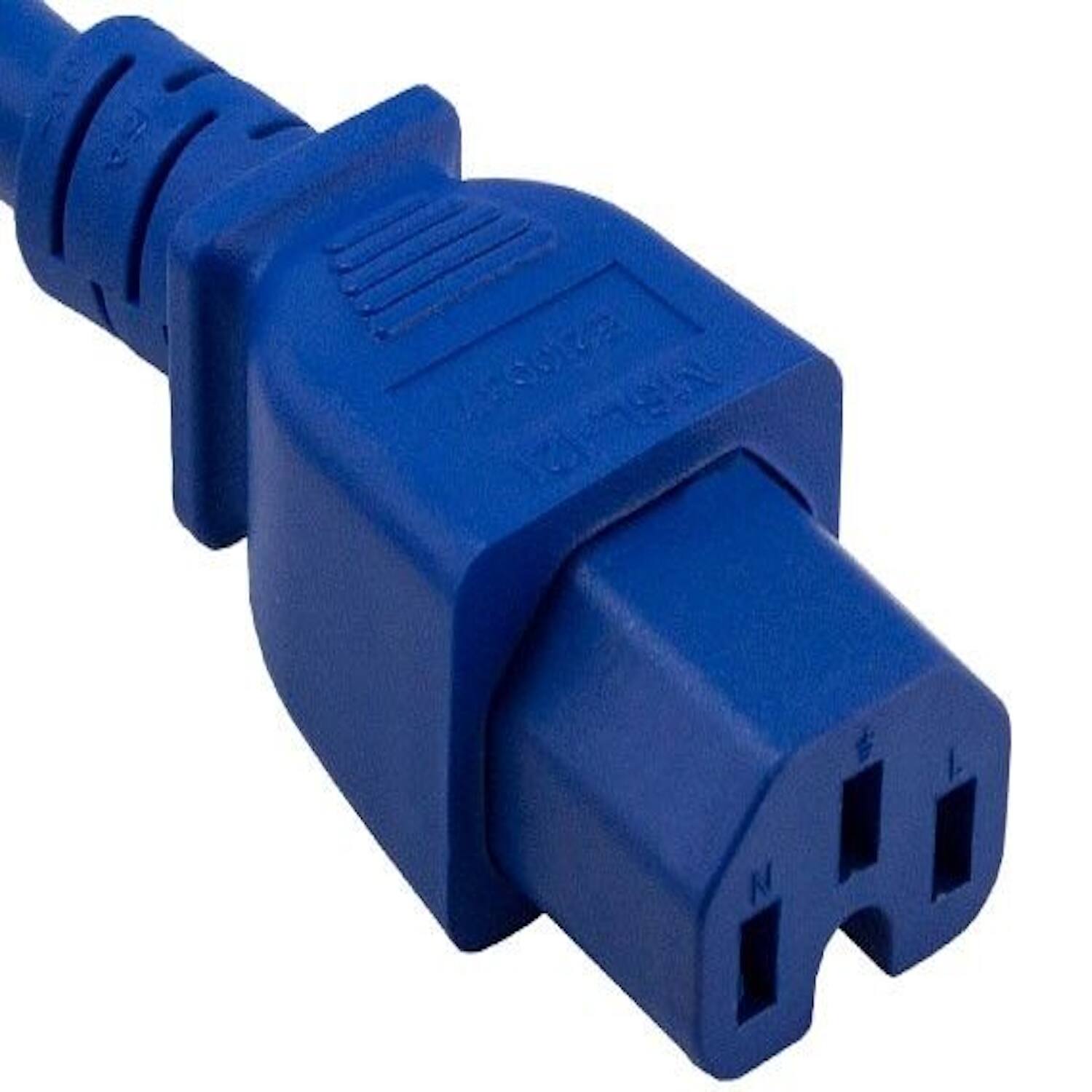 Angle. Sanoxy - SANOXY Cables and Adapters; 2ft 14 AWG 15A 250V Power Cord (IEC320 C14 to IEC320 C15), Blue - Blue.