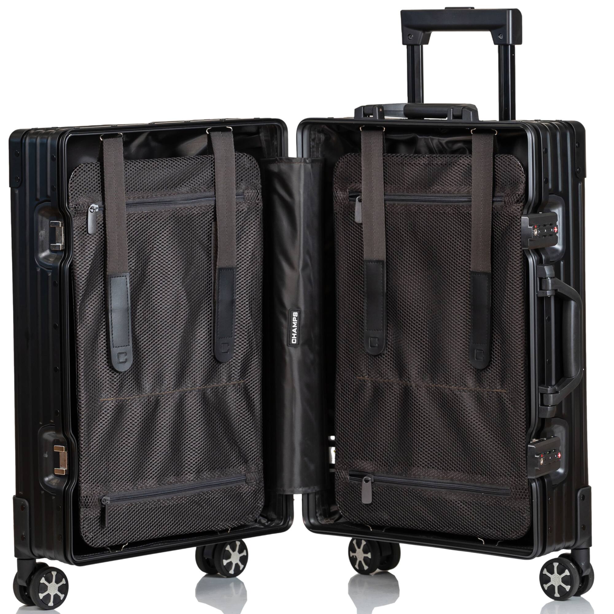 Back. Champs - Elite Aluminum Collection Carry-on Luggage Case - Black.