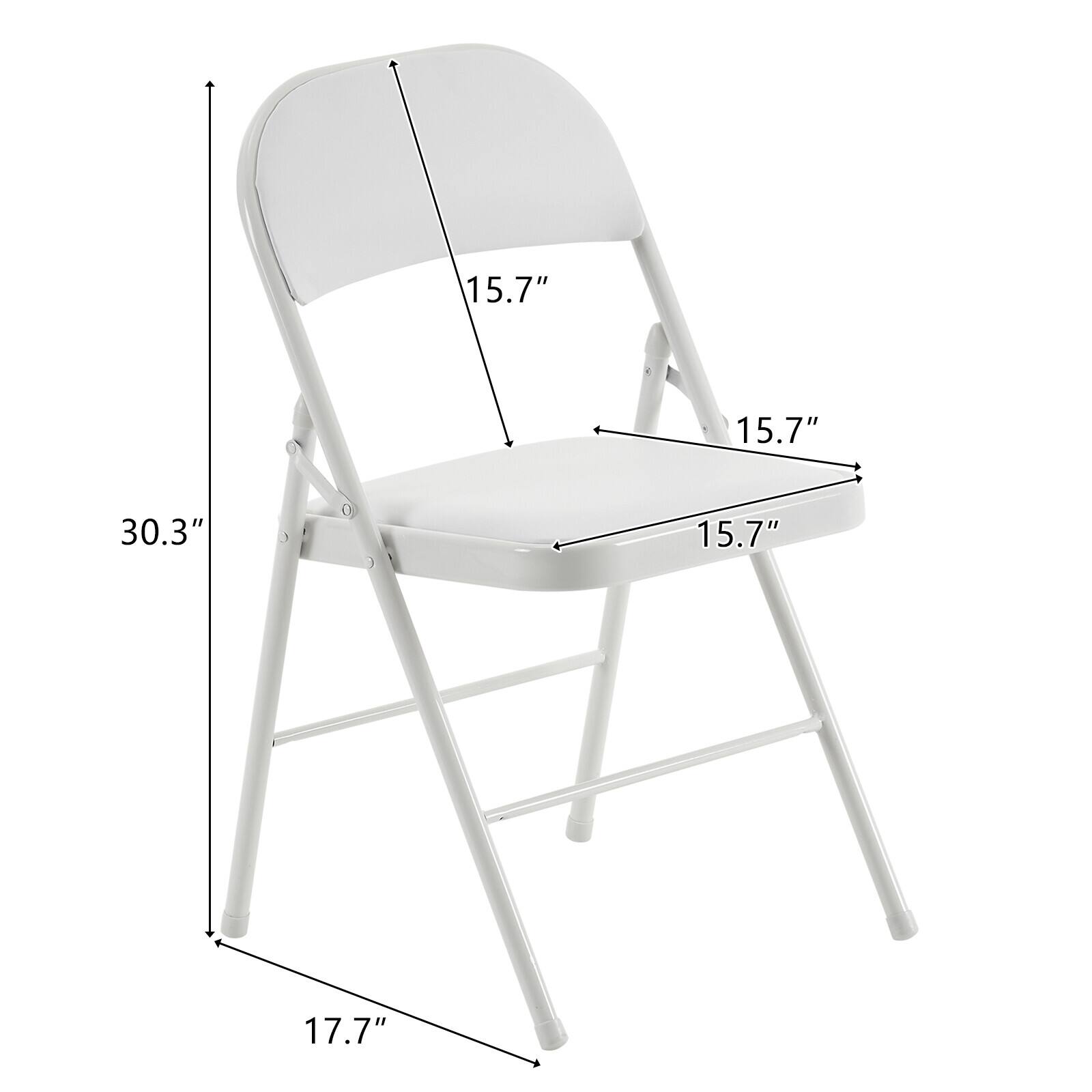 15.7" (Height of the backrest)  
15.7" (Width of the seat)  
30.3" (Total height of the chair)  
15.7" (Depth of the seat)  
17.7" (Width of the base)