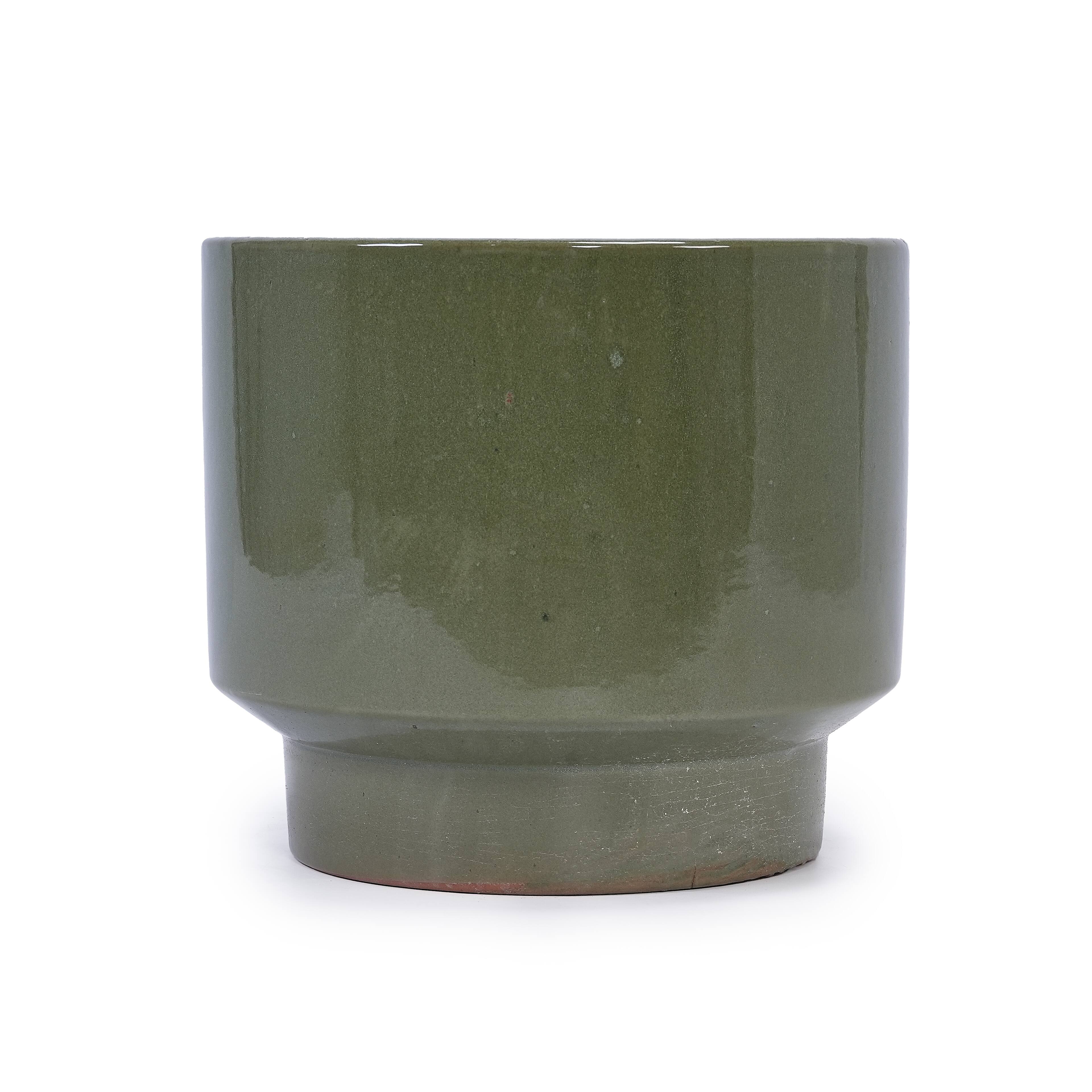 Alt View 6. Loheer - Ceramic Planter Set Loheer Handmade Glazed Plant Pots Set of 3, Earthy Green, 15 12 9 Inch for Indoor Outdoor Use.