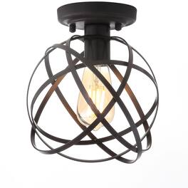 Jonathan Y - Alba 8.5" Orb Metal LED Flush Mount, Oil Rubbed Bronze - Oil-Rubbed Bronze