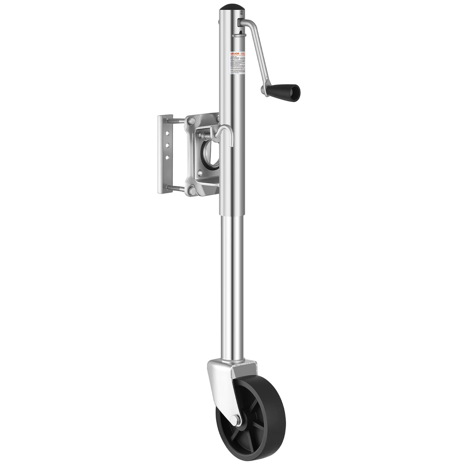 Alt View 5. VEVOR - Trailer Jack with Wheel, 1000 lbs Load Capacity, Heavy Duty Swivel Boat Trailer Jack with PP Single Wheel & Ergonomic - Black;Silver.