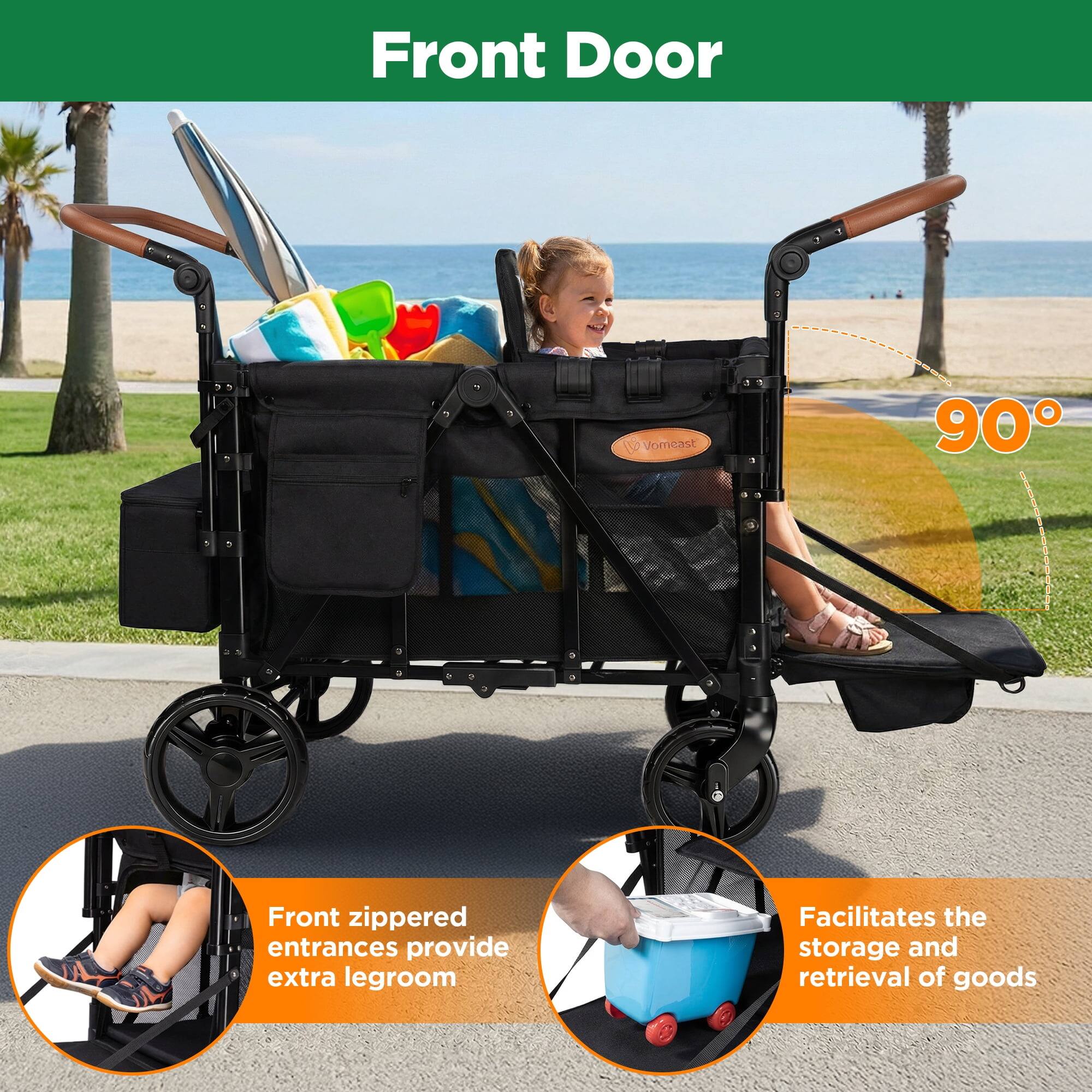 Front Door

Vomeast

90°

Front zippered entrances provide extra legroom

Facilitates the storage and retrieval of goods