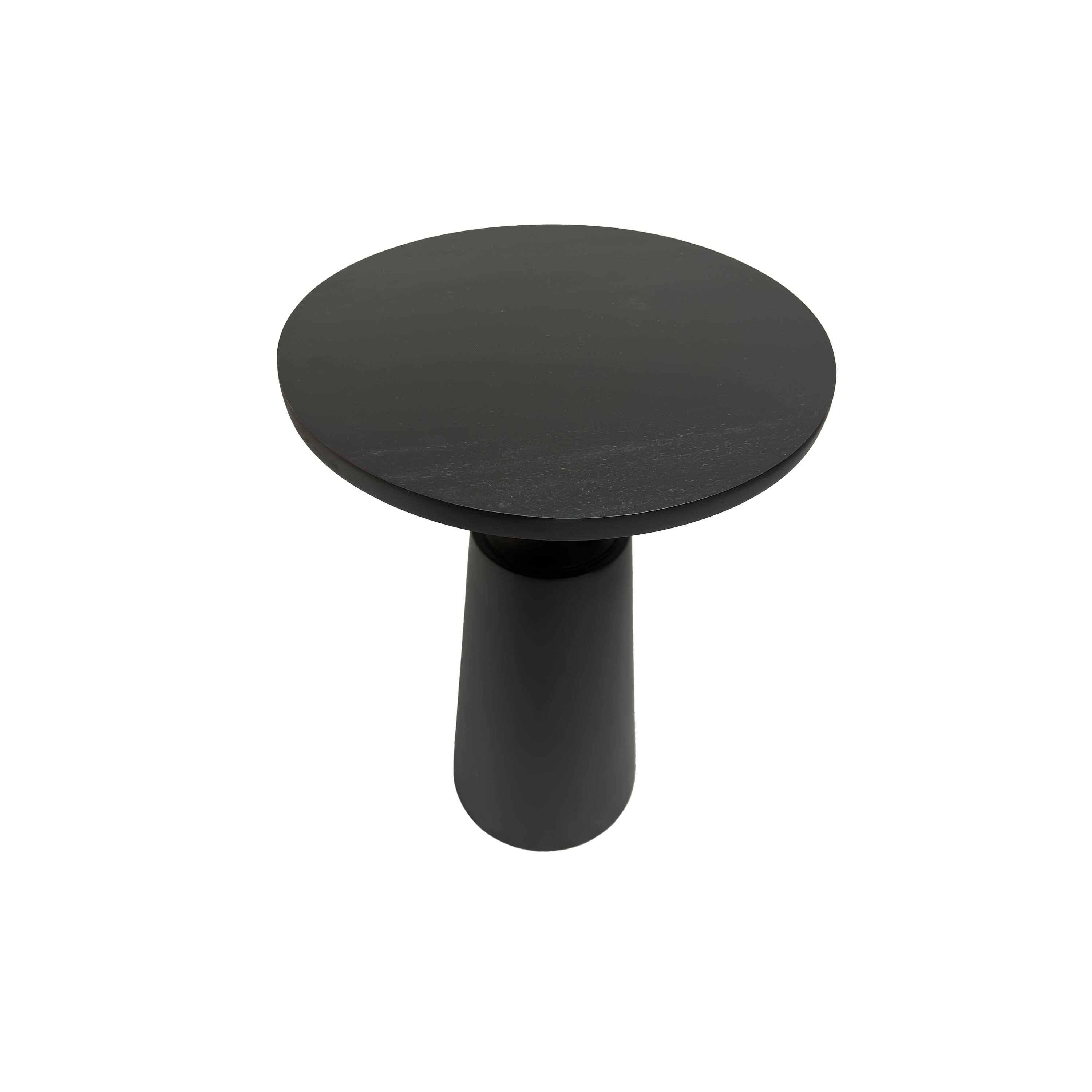 Alt View 3. Manhattan Lane - Fawn 20 Inch Side End Table, Black Mango Wood Round Top with Pedestal Base, Shiny Brass Support - Black, Brass.