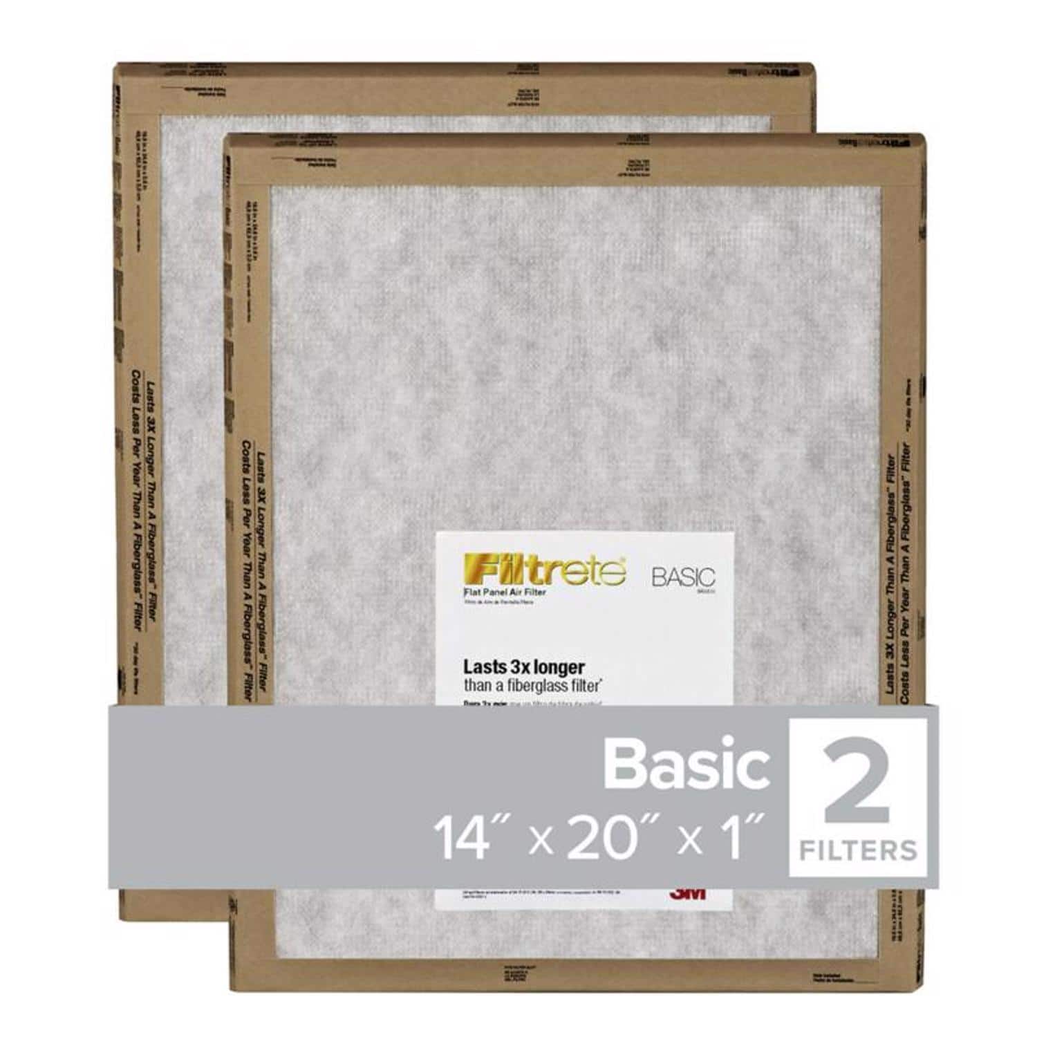Filtrete - 14 in. W X 20 in. H X 1 in. D Synthetic 2 MERV Flat Panel Filter 2 pk (Case of 24) price history on PriceWatchPro
