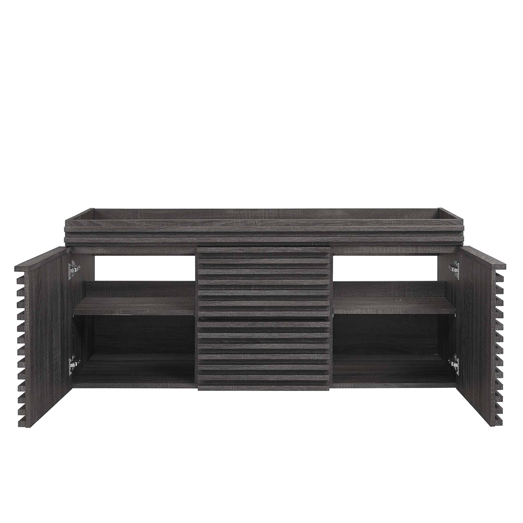 Alt View 4. Modway - Render 48" Wall-Mount Bathroom Cabinet Basin Not Included by Modway - Charcoal.