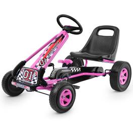 SlickBlue - 4-Wheel Kids Pedal Go Kart Ride-On Racer for Outdoor Fun - Pink