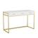 Front. Martha Stewart - Ollie White 3 Drawer Home Office Desk - White Top/Polished Brass Frame.