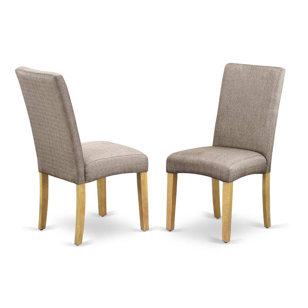 East West Furniture - DMDR316 3 Piece Table and Chairs Dining Set - Modern Dining Table and 2 Dark Khaki Linen - Oak
