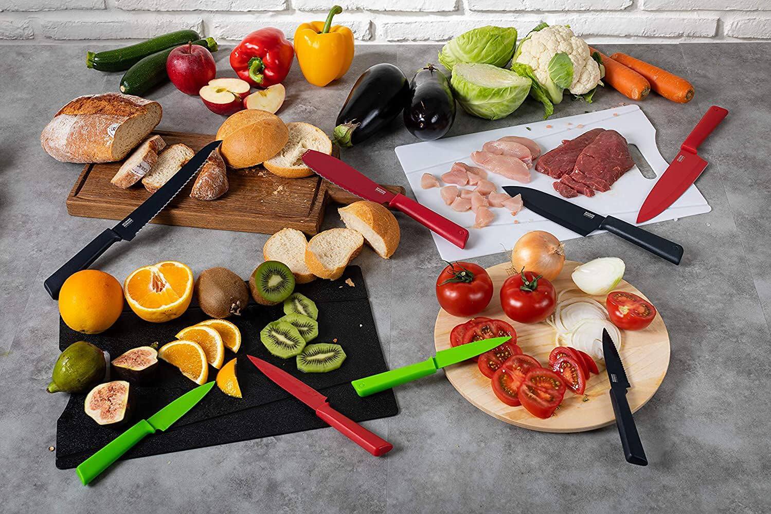 Alt View 4. Kuhn Rikon - Non-Stick Straight and Serrated Paring Knives with Safety Sheaths, Set of 2 - Multicolored.