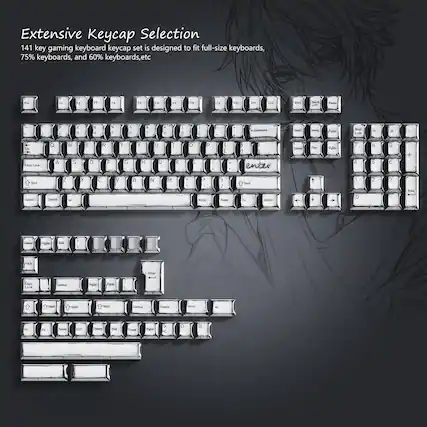 Extensive Keycap Selection
141 key gaming keyboard keycap set is designed to fit full-size keyboards, 75% keyboards, and 60% keyboards, etc.