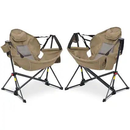 Front. Ainfox - Ainfox 2 PACK Oversized Camping Folding Chair, Portable Heavy Duty Swing Chair Hammock - brown.