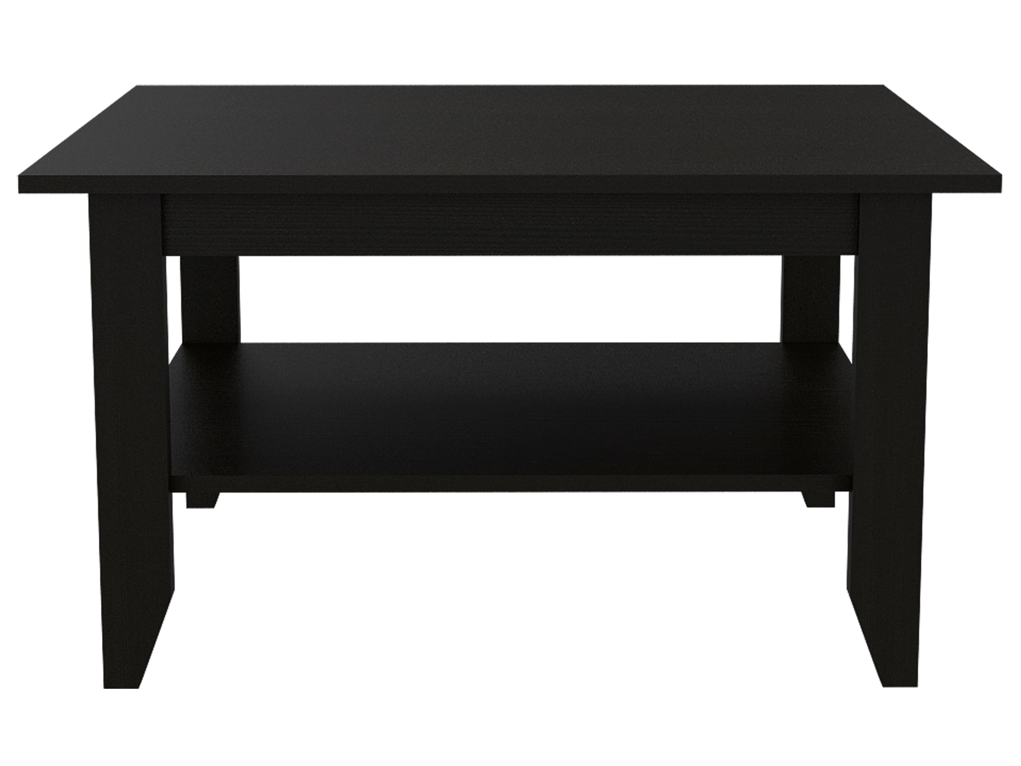 TuHome - Essential Coffee Table, One Shelf, Four Legs, Living Room Or Lounge Room - Black