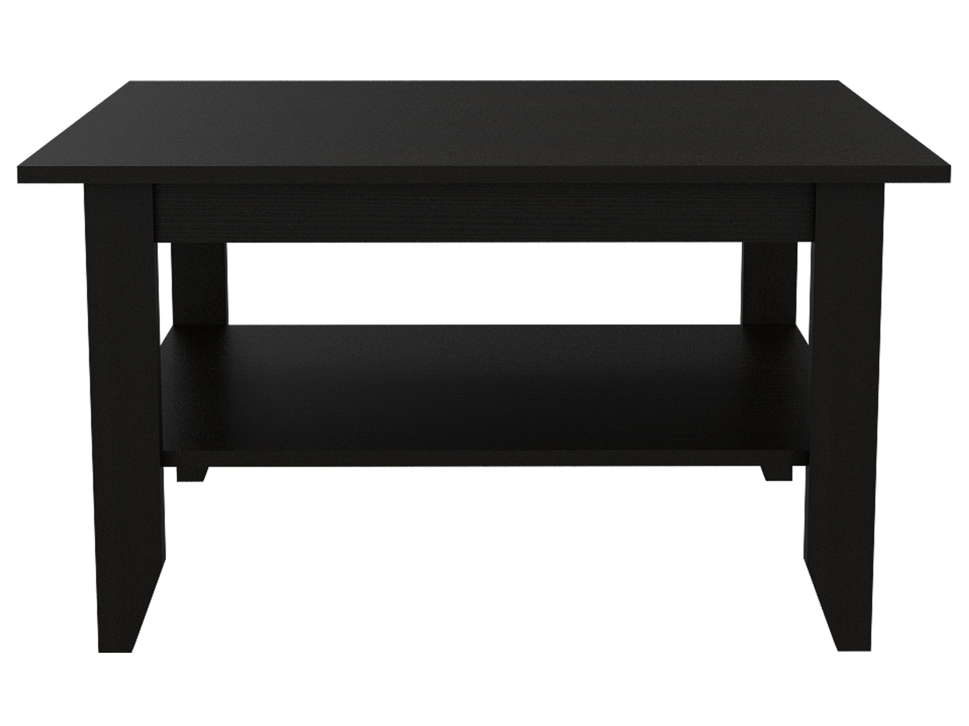 Front. TuHome - Essential Coffee Table, One Shelf, Four Legs, Living Room Or Lounge Room - Black.