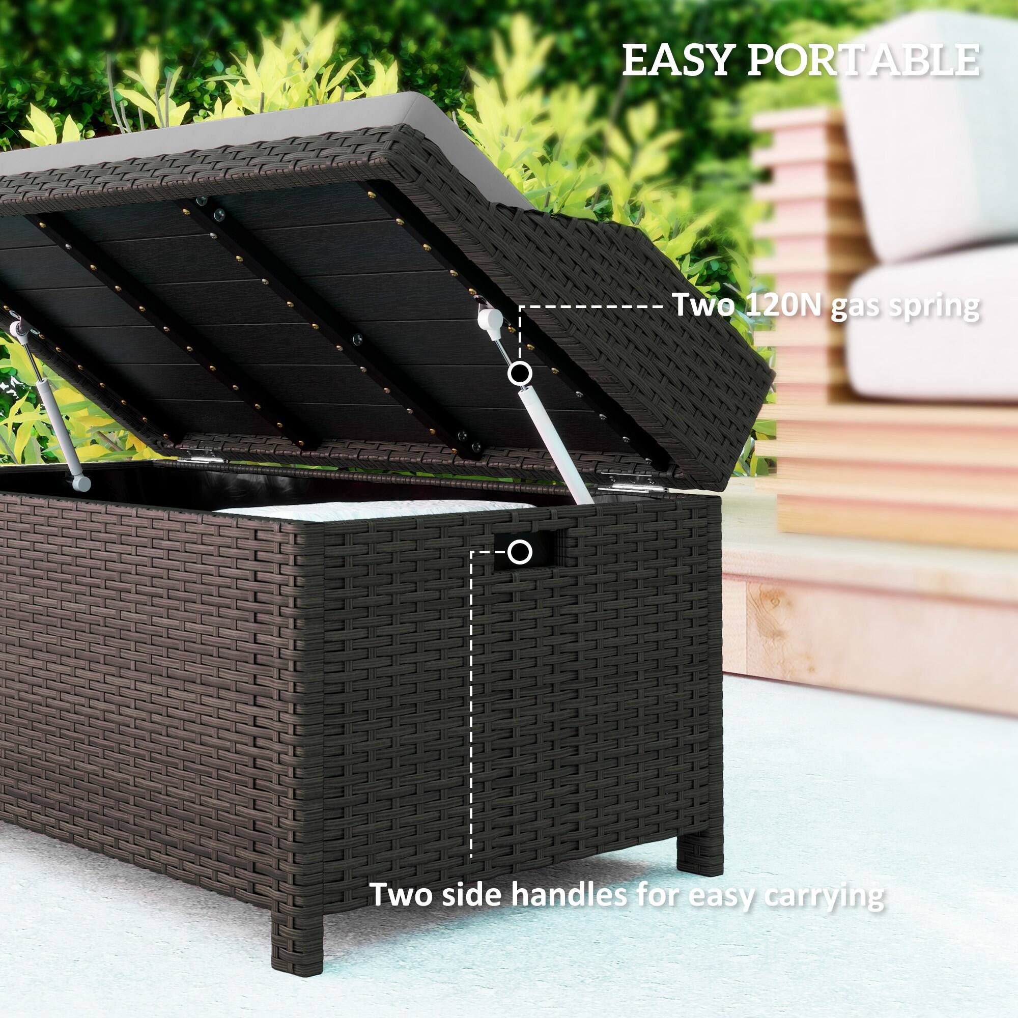 EASY PORTABLE
Two 120N gas spring
Two side handles for easy carrying