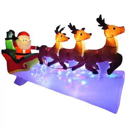 Front. Sienna - Sienna LED Multi Santa and Deer 53.15 in. Inflatable - Multicolored.