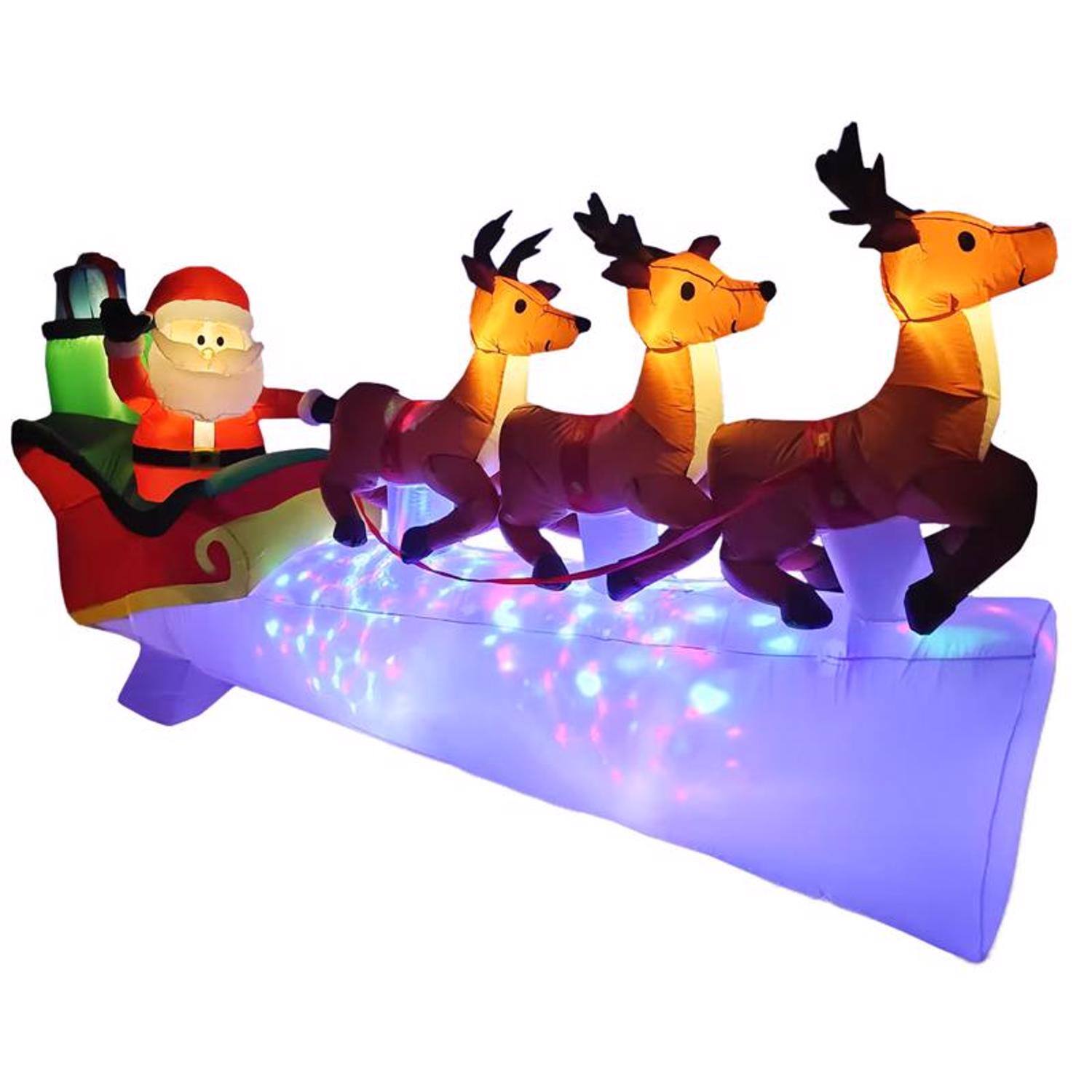 Sienna - LED Multi Santa and Deer 53.15 in. Inflatable - Multicolored