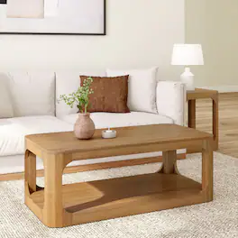 Plank+Beam - Forma Rectangular Coffee Table with Shelf (48in x 24in / 1220mm x 610mm) - Pecan