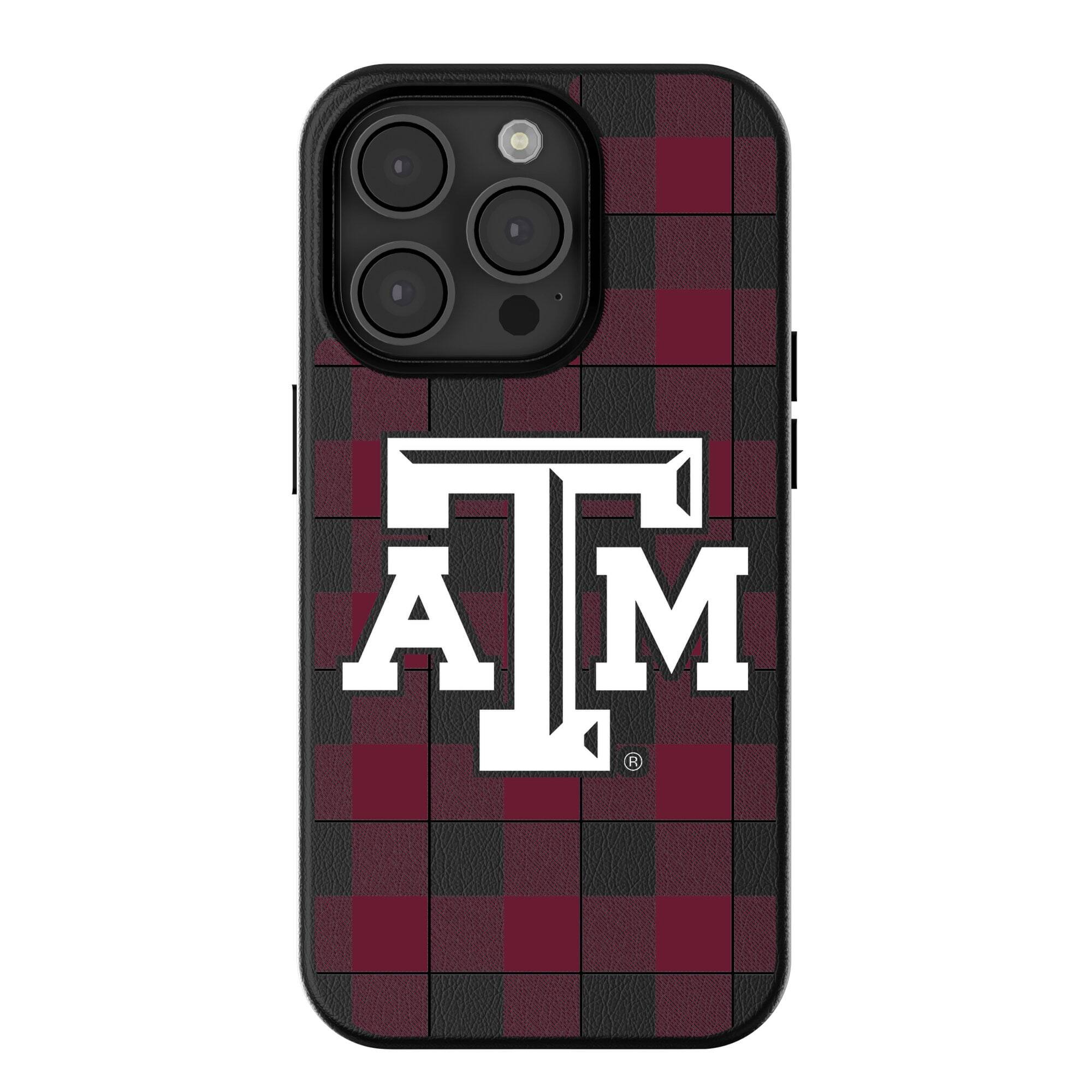 Keyscaper - NCAA - Texas A&M Aggies Plaid Magnetic Bump iPhone Case - 15 - Black