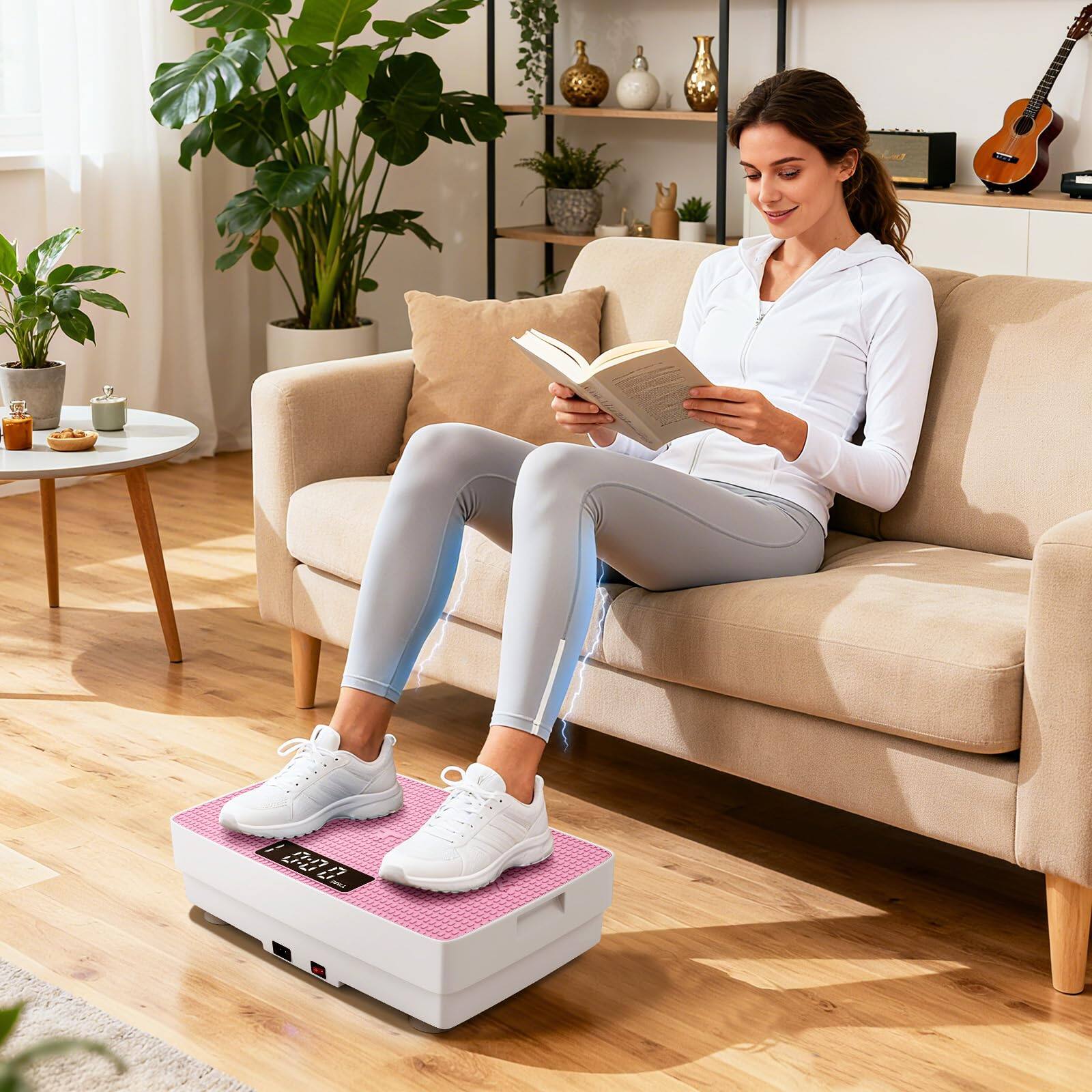Alt View 1. Ecooso - Vibration Plate Exercise Machine with Gravity Sensor, Full Body Workout Platform for Home Use - Pink.