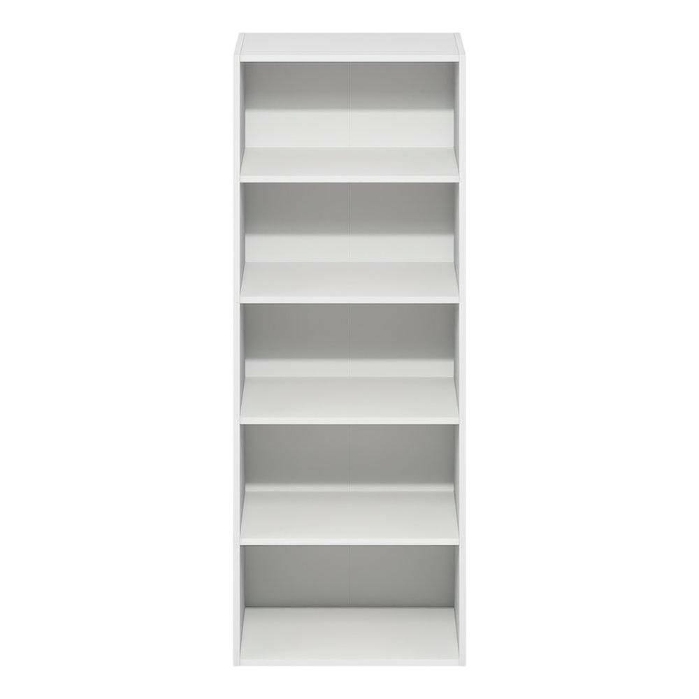 Back. FurniFact - Engineered Wood bookcase with open shelving for home storage - White.
